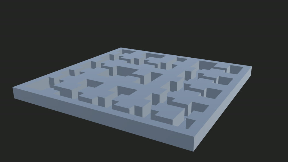 A generated rooms-and-corridors dungeon layout